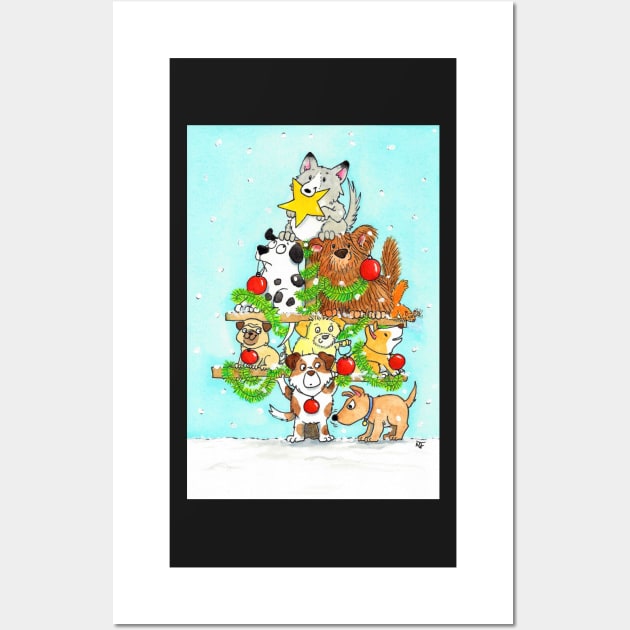 Dog Christmas Tree Wall Art by nicolejanes